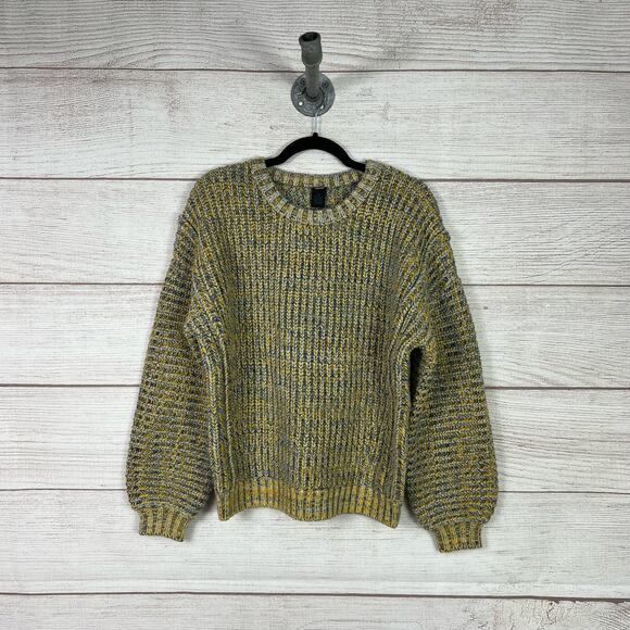 Magaschoni Women's Blue & Yellow Chunky Wool Blend Sweater Size Medium - Picture 2 of 7